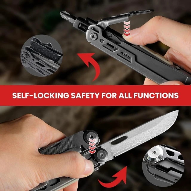 Alt view image 5 of 7 - 33-in-1 Full-Size Multitool Pliers with EDC Knife, Stainless Steel
