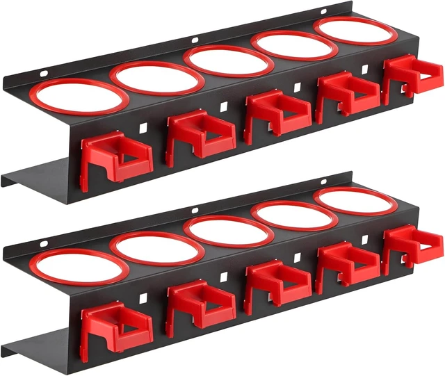 Alt view image 2 of 7 - 2 Pcs Wall Mount Spray Bottle Storage Rack, Steel Bottle Organizer for Car Detailing