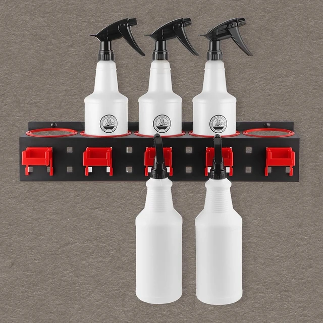 Alt view image 6 of 7 - 2 Pcs Wall Mount Spray Bottle Storage Rack, Steel Bottle Organizer for Car Detailing