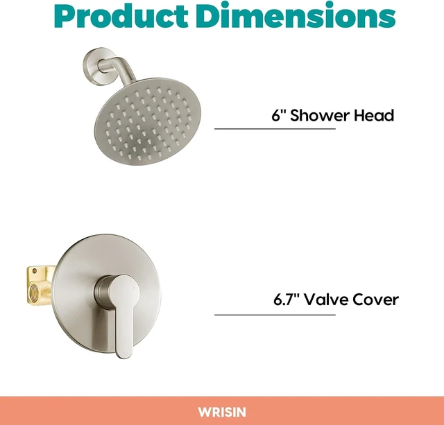 Alt view image 4 of 6 - Brushed Nickel Shower Faucet Set, Shower Valve Kit with 6-Inch Showerhead