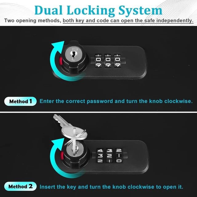 Alt view image 3 of 7 - Fire Resistant Document Lock Box Safe with Dual Key & Combo, Black