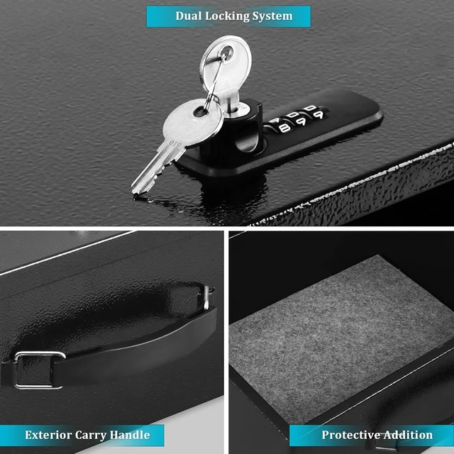 Alt view image 4 of 7 - Fire Resistant Document Lock Box Safe with Dual Key & Combo, Black