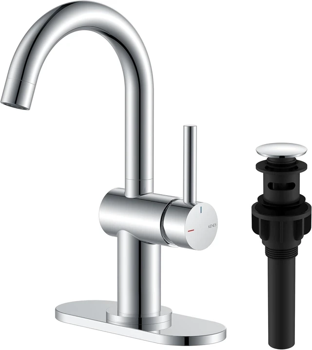 Main image of Single-Handle Polished Chrome Vanity Faucet, 1-Hole Bathroom Faucet