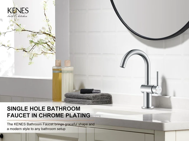 Alt view image 2 of 7 - Single-Handle Polished Chrome Vanity Faucet, 1-Hole Bathroom Faucet