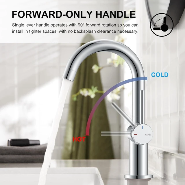 Alt view image 4 of 7 - Single-Handle Polished Chrome Vanity Faucet, 1-Hole Bathroom Faucet