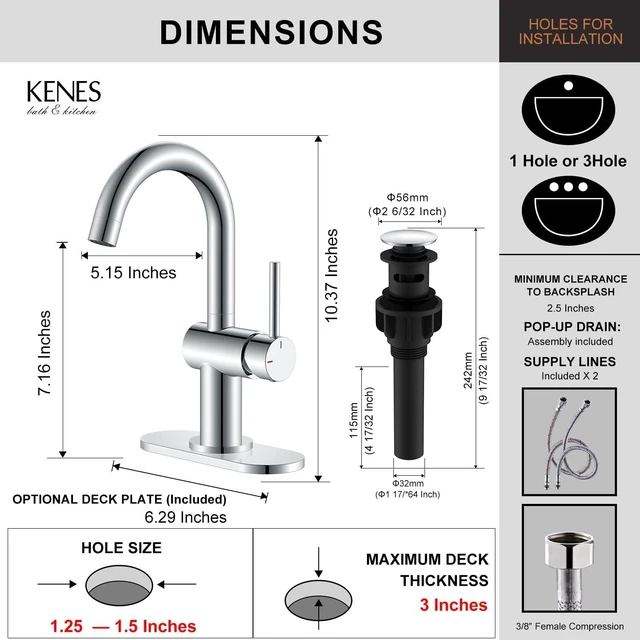 Alt view image 6 of 7 - Single-Handle Polished Chrome Vanity Faucet, 1-Hole Bathroom Faucet