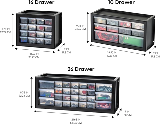 Alt view image 4 of 7 - 26-Drawer Teacher Toolbox for Craft Storage, 2-Pack (Black)
