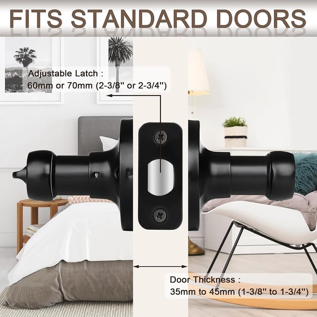 Alt view image 4 of 7 - Matte Black Privacy Door Levers, Wave Style Door Knobs, 6-Pack