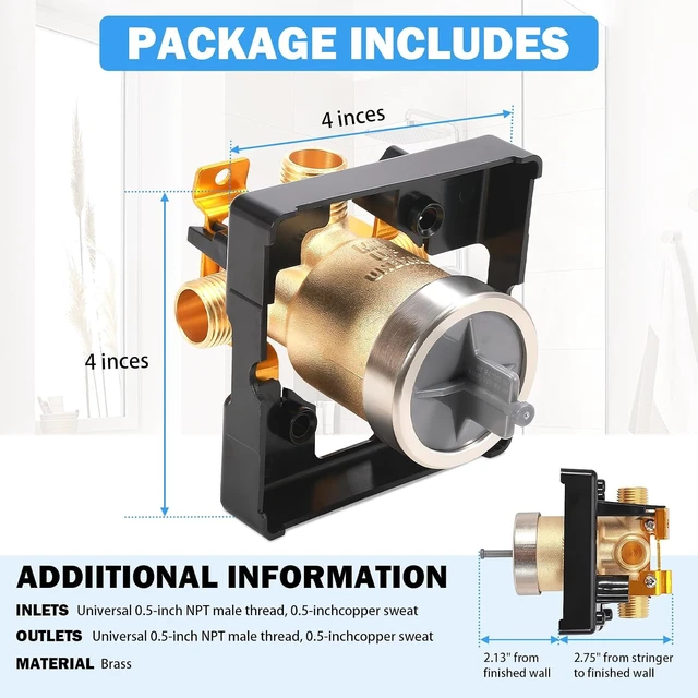 Alt view image 5 of 7 - R10000-UNBXHF MultiChoice 1/2-Inch High Flow Shower Rough-In Valve Body