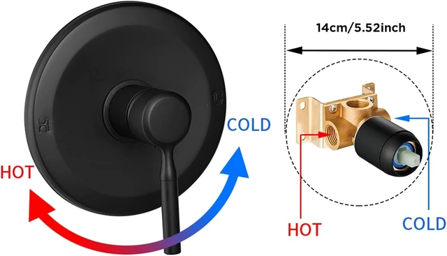 Alt view image 4 of 6 - 6 Inch High Pressure Rain Shower Head & Faucet Set with Valve, Complete Shower Fixtures Trim Kit, Modern Regaderas Para Baño, Black