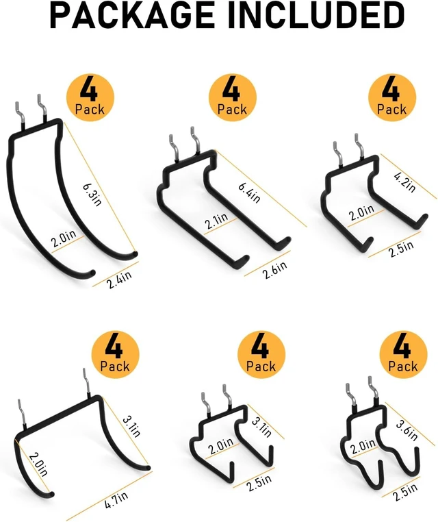 Alt view image 2 of 7 - 1/4" Pegboard Drill Holder & Tool Utility Hooks, 24-Pack