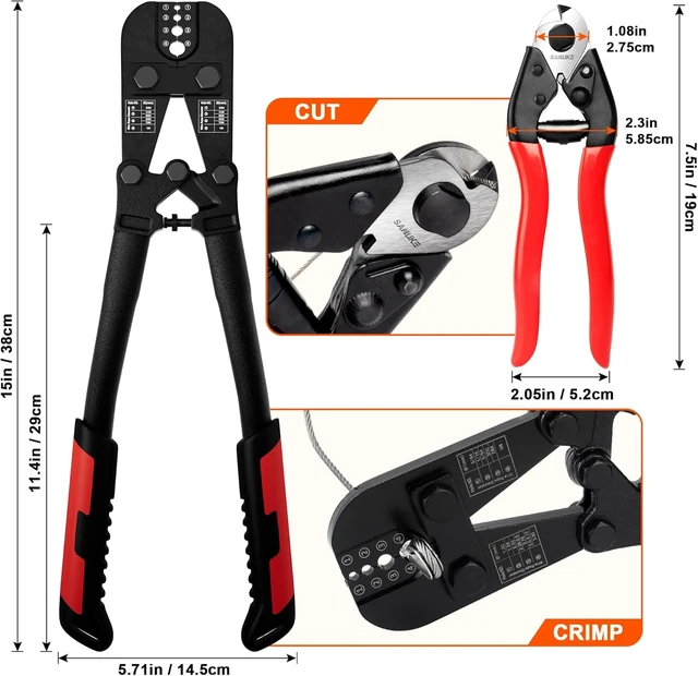 Alt view image 2 of 7 - Wire Rope Crimping & Swaging Tool with Cutter, 3/64" to 1/8"