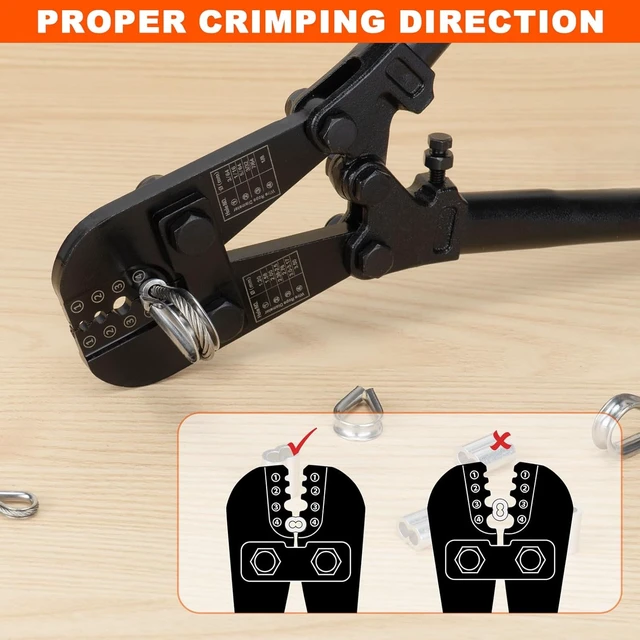 Alt view image 5 of 7 - Wire Rope Crimping & Swaging Tool with Cutter, 3/64" to 1/8"