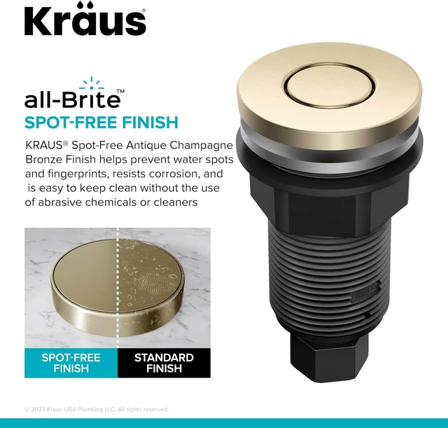 Alt view image 4 of 7 - Flat-Top Garbage Disposal Air Switch Button, Spot-Free Antique Champagne Bronze, KWDB-20SFACB