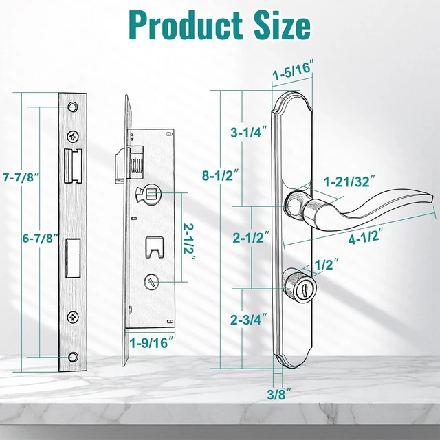 Alt view image 4 of 7 - Flat Slot Storm Door Handle Set with Mortise Keyed Lever Latch & Deadbolt for Screen & Storm Doors (Matte Black)