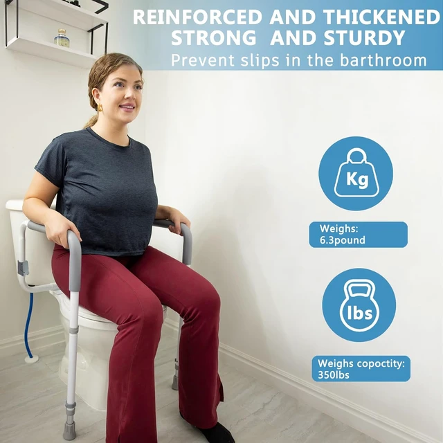 Alt view image 2 of 7 - Height & Width Adjustable Toilet Safety Rail for Seniors