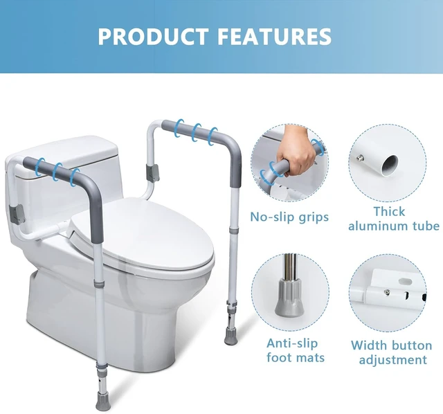 Alt view image 4 of 7 - Height & Width Adjustable Toilet Safety Rail for Seniors