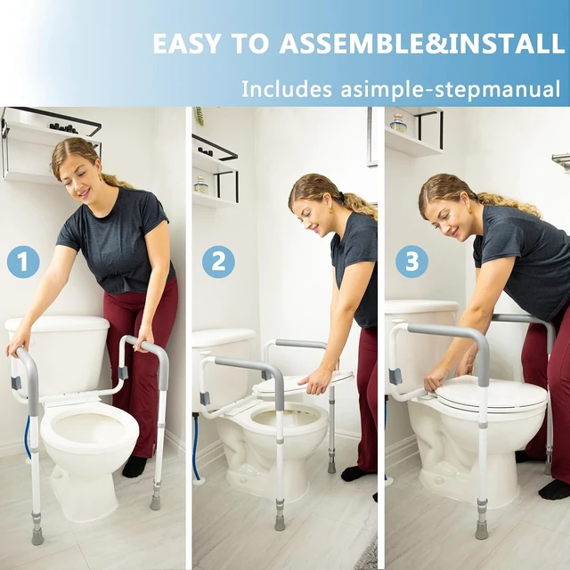 Alt view image 5 of 7 - Height & Width Adjustable Toilet Safety Rail for Seniors