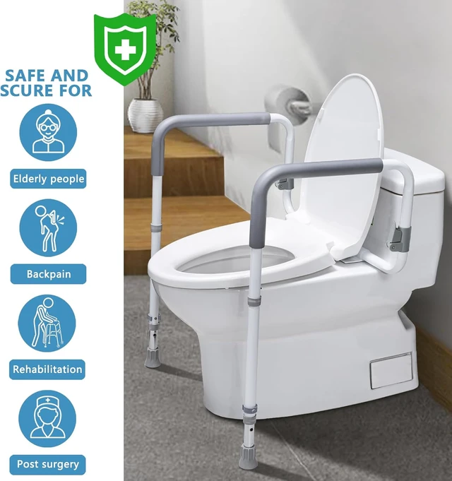 Alt view image 7 of 7 - Height & Width Adjustable Toilet Safety Rail for Seniors