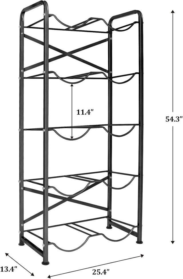Alt view image 2 of 7 - 5-Tier Heavy-Duty Water Cooler Jug Rack, Holds 10 Five-Gallon Bottles with Reinforcement Frame for Kitchen & Office (Black)