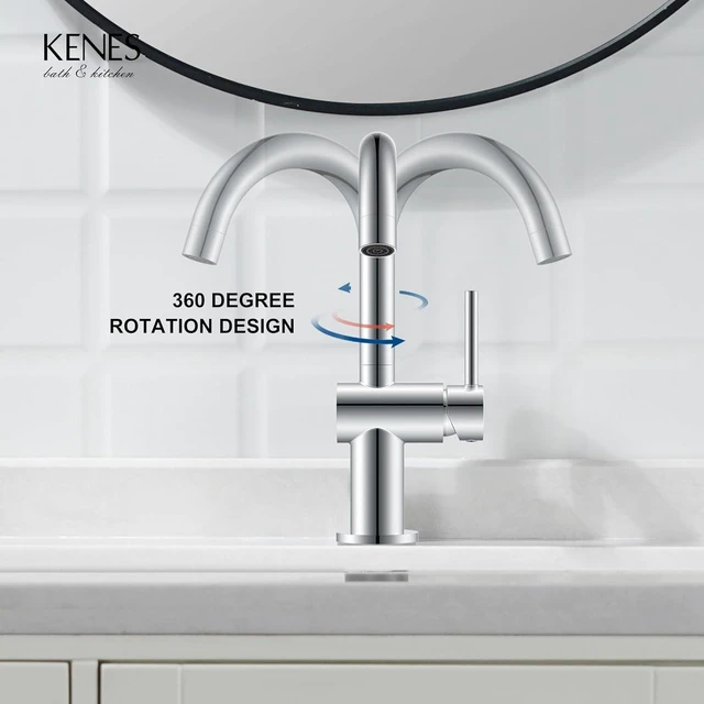 Alt view image 7 of 7 - Single-Handle Polished Chrome Vanity Faucet, 1-Hole Bathroom Faucet