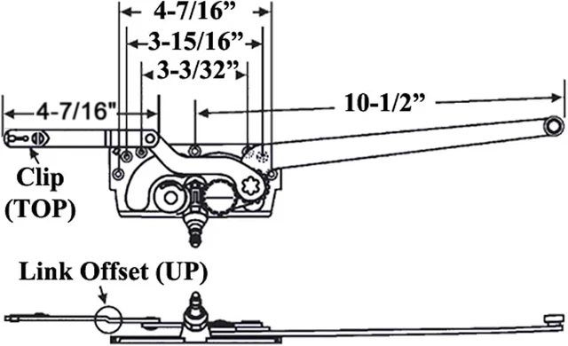 Alt view image 2 of 7 - Casement Window Dual Arm Operator, 4-7/16" Marvin & Truth Entrygard OEM #20810 Compatible, 15 Series Window Crank TH 23077 Replacement, Right Hand