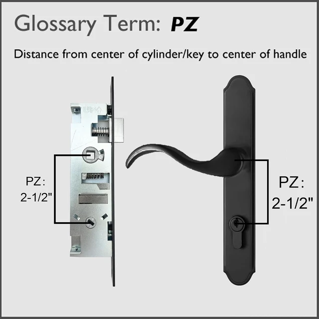 Alt view image 5 of 7 - US Flat Slot Storm Door Handle Set Larson & Wright Screen Door Hardware, 2-1/2" PZ Handle, 7/8" Backset, 7-1/4" Trimplate H.C., Non-Handed, Matte Black