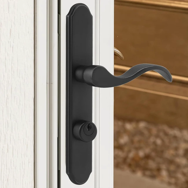 Alt view image 7 of 7 - US Flat Slot Storm Door Handle Set Larson & Wright Screen Door Hardware, 2-1/2" PZ Handle, 7/8" Backset, 7-1/4" Trimplate H.C., Non-Handed, Matte Black