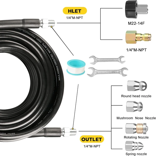 Alt view image 2 of 7 - 100ft Sewer Jetter Kit for Pressure Washer, 1/4 Inch NPT