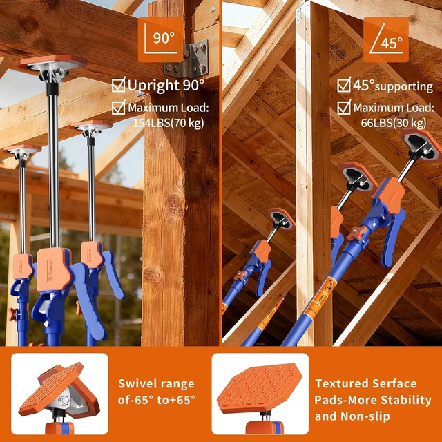 Alt view image 3 of 7 - 54-115 Inch Adjustable Cabinet Jack Support Pole, 4-Pack