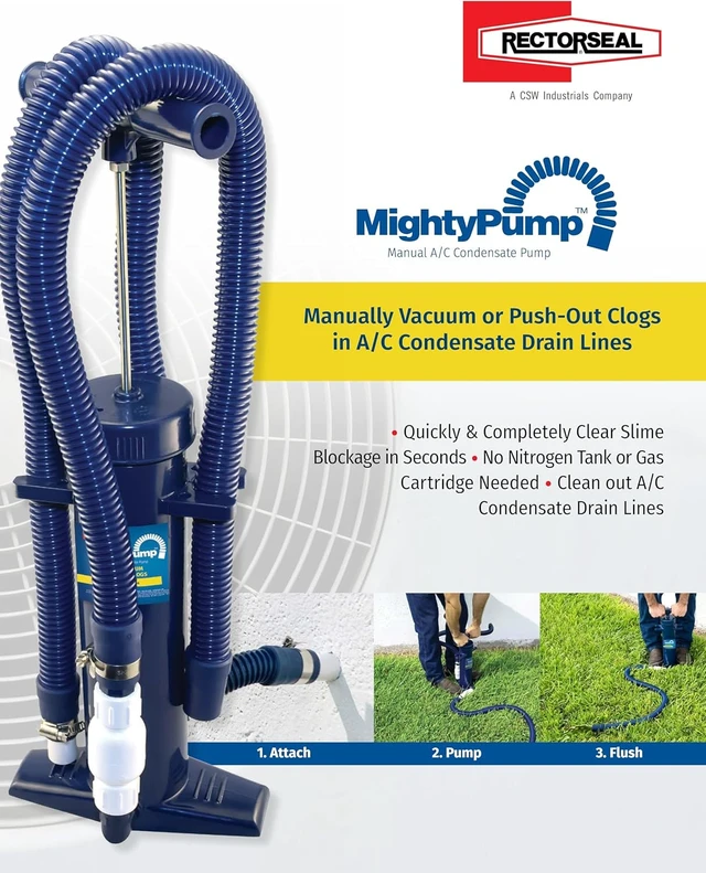 Alt view image 2 of 3 - Mighty Pump 97795 Hand Operated A/C Condensate Pump Lightweight & Heavy Duty PVC, Clears Slime, Mold & Dirt, HVAC