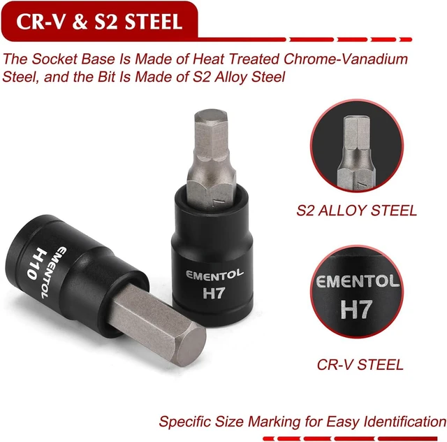 Alt view image 3 of 7 - 71-Piece Torx & Hex Bit Socket Set SAE/Metric, 1/4", 3/8" & 1/2" Drive, S2 Alloy & CR-V Steel with External Torx E4-E24