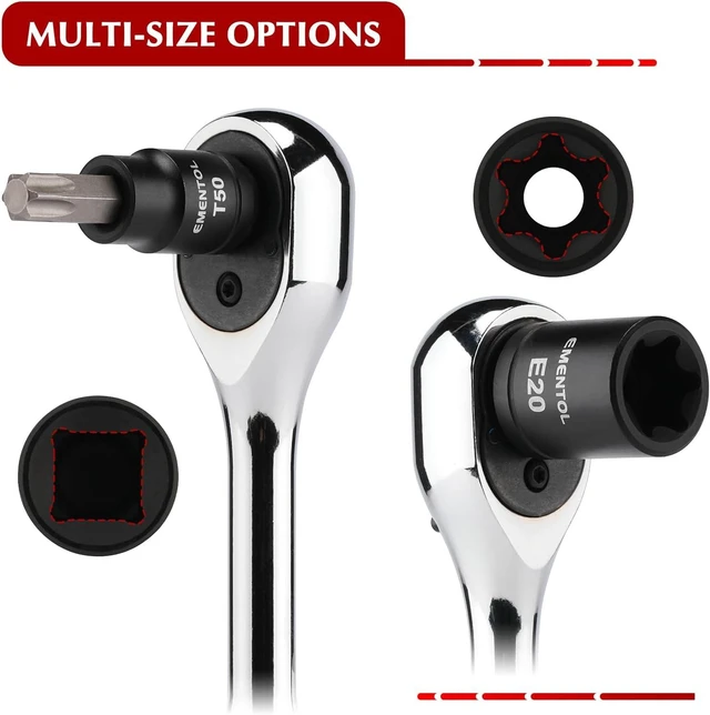Alt view image 4 of 7 - 71-Piece Torx & Hex Bit Socket Set SAE/Metric, 1/4", 3/8" & 1/2" Drive, S2 Alloy & CR-V Steel with External Torx E4-E24