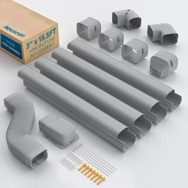 Main image of 3" 15.5Ft Mini Split Line Set Cover with Flexible Duct (Gray)