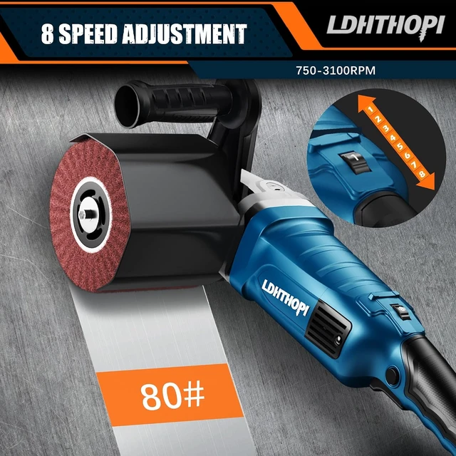 Alt view image 3 of 7 - 1800W Handheld Electric Burnishing Polisher, 110V 8 Variable Speeds, 3100RPM for Metal, Stainless Steel & Wood