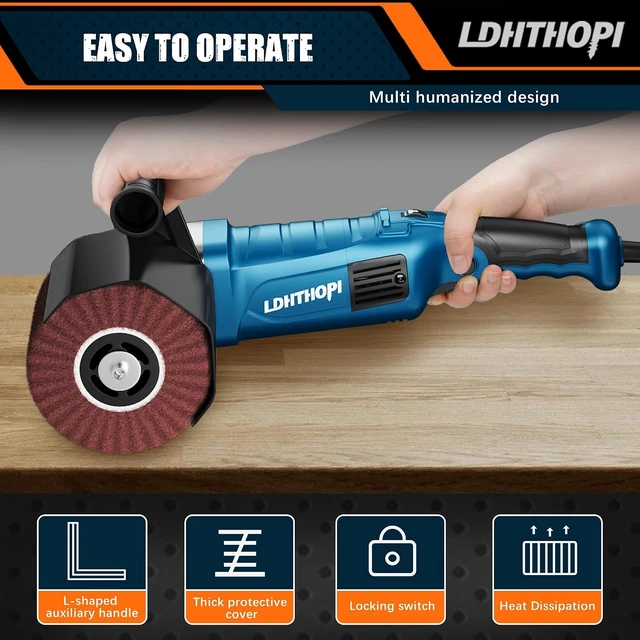 Alt view image 4 of 7 - 1800W Handheld Electric Burnishing Polisher, 110V 8 Variable Speeds, 3100RPM for Metal, Stainless Steel & Wood