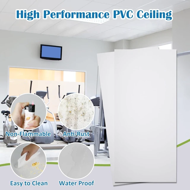 Alt view image 2 of 6 - 2ft x 4ft White PVC Drop Ceiling Tiles, 10-Pack