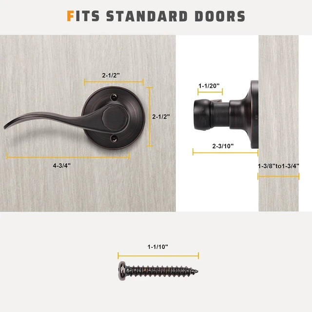 Alt view image 5 of 7 - Dummy Door Lever Handle with Oil Rubbed Bronze Finish for Closets & Hallways, Left/Right Handed (No Lock/Latch), 1-Pack