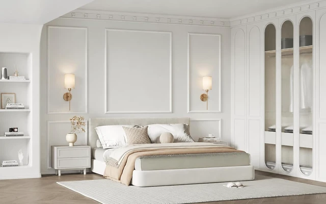 Alt view image 4 of 7 - Peel and Stick Wall Molding Kit with Pre-Cut Frame Moulding Panels