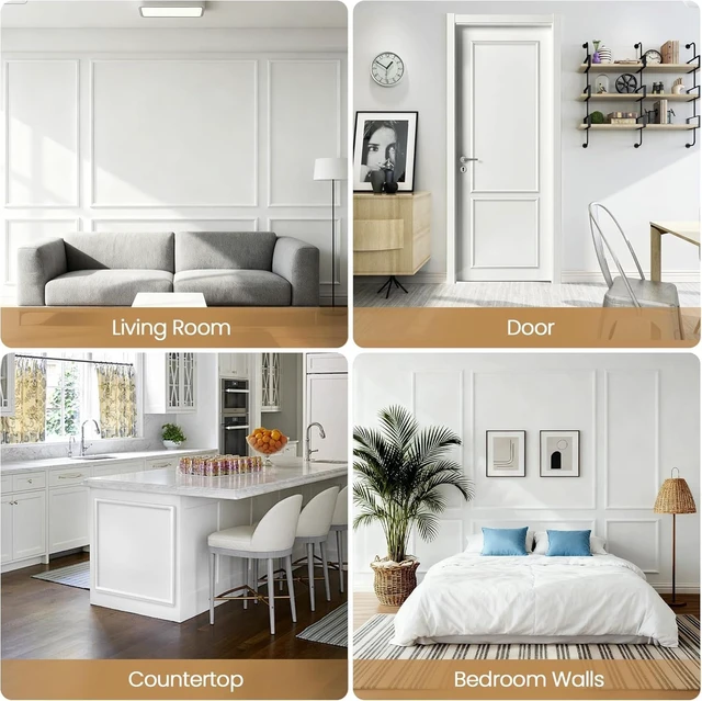 Alt view image 5 of 7 - Peel and Stick Wall Molding Kit with Pre-Cut Frame Moulding Panels