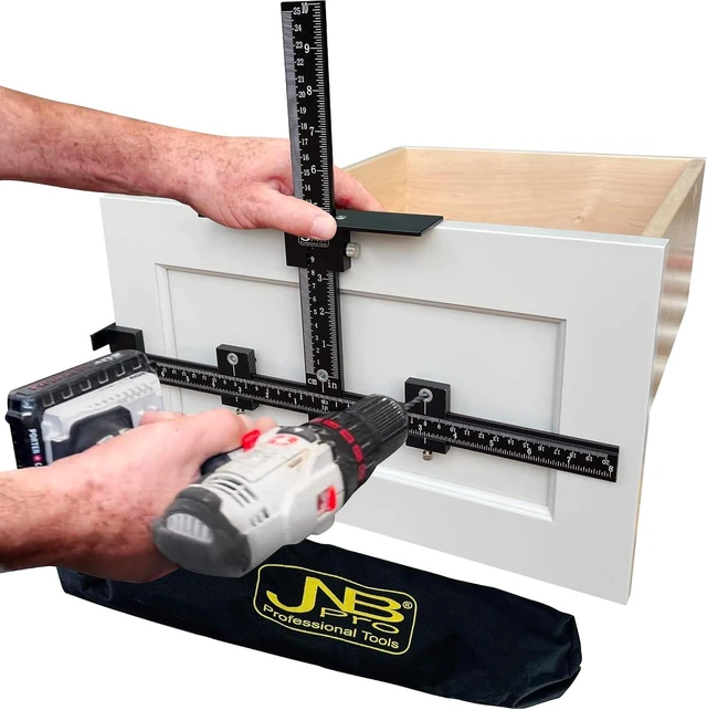 Main image of Cabinet Hardware Jig with Center Drill Guide Hole Drilling Tool for Drawer Handles & Pulls, Full Aluminum Body with Free Case