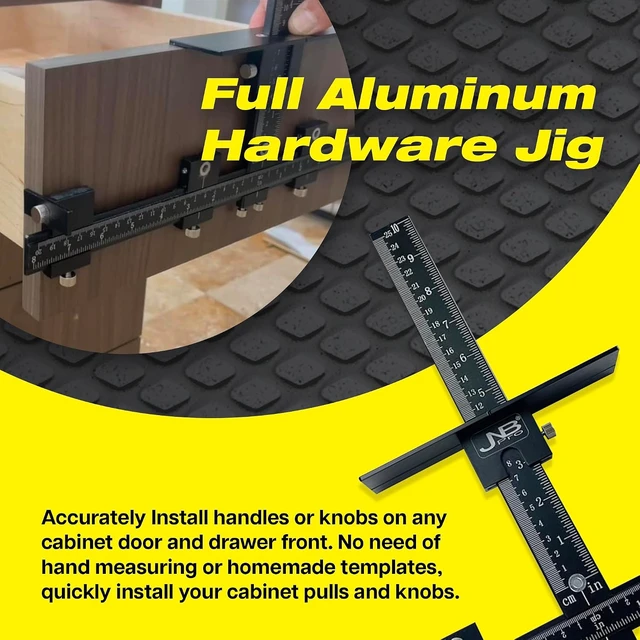 Alt view image 2 of 6 - Cabinet Hardware Jig with Center Drill Guide Hole Drilling Tool for Drawer Handles & Pulls, Full Aluminum Body with Free Case