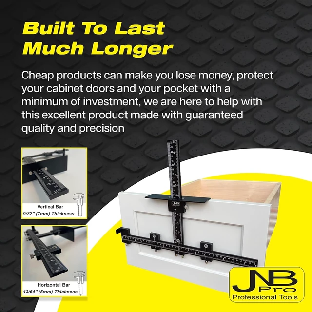 Alt view image 3 of 6 - Cabinet Hardware Jig with Center Drill Guide Hole Drilling Tool for Drawer Handles & Pulls, Full Aluminum Body with Free Case