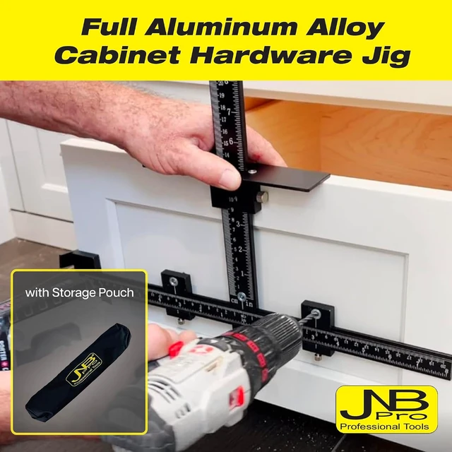 Alt view image 4 of 6 - Cabinet Hardware Jig with Center Drill Guide Hole Drilling Tool for Drawer Handles & Pulls, Full Aluminum Body with Free Case