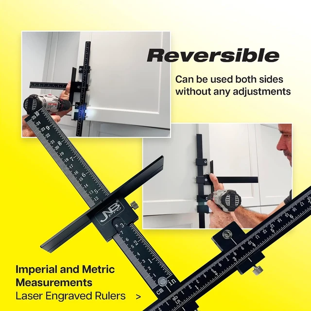Alt view image 5 of 6 - Cabinet Hardware Jig with Center Drill Guide Hole Drilling Tool for Drawer Handles & Pulls, Full Aluminum Body with Free Case