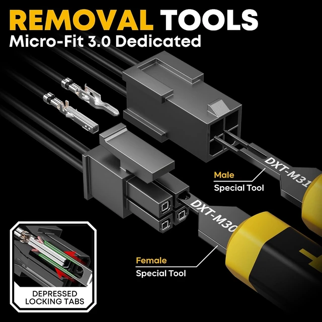 Alt view image 4 of 7 - Micro-Fit 3.0 Ratcheting Crimper Kit, 22 Types 220 Pin 3.0mm Connectors for 3020 AWG, with Pin Extractors, Molex-Compatible