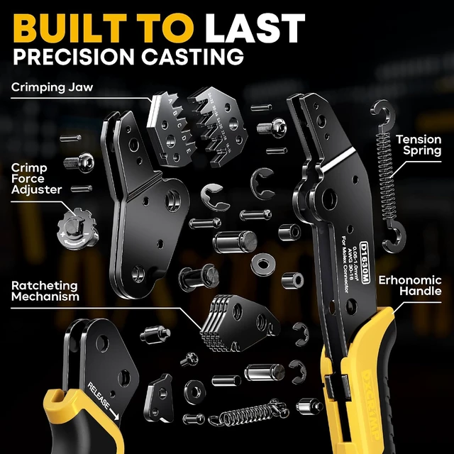 Alt view image 7 of 7 - Micro-Fit 3.0 Ratcheting Crimper Kit, 22 Types 220 Pin 3.0mm Connectors for 3020 AWG, with Pin Extractors, Molex-Compatible