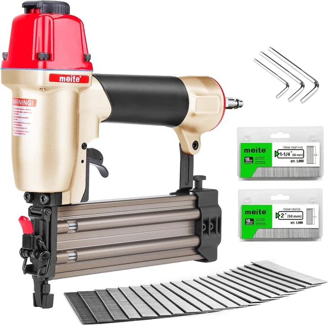 Main image of F50C Pneumatic 18 Gauge Brad Nailer with 2000 Nails (1-1/4", 2"), Air Finish Nail Gun for Trim, Fires 5/8" to 2" Brads