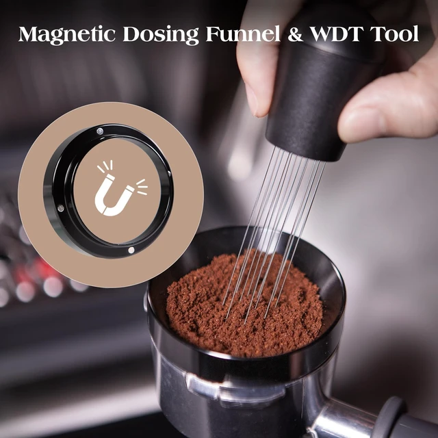 Alt view image 5 of 7 - 51mm Espresso Accessories Kit, 7 PCS Tamper, Coffee Distributor, Puck Screen, Dosing Funnel & WDT Tool for Delonghi 51mm Machines