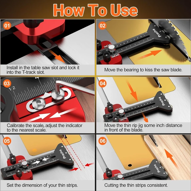 Alt view image 5 of 7 - Thin Rip Table Saw Jig with 3 Pulleys for Repetitive Narrow Strip Cuts, Fits 3/8 x 3/4 U Slot & 1/4 x 3/8 T Slot